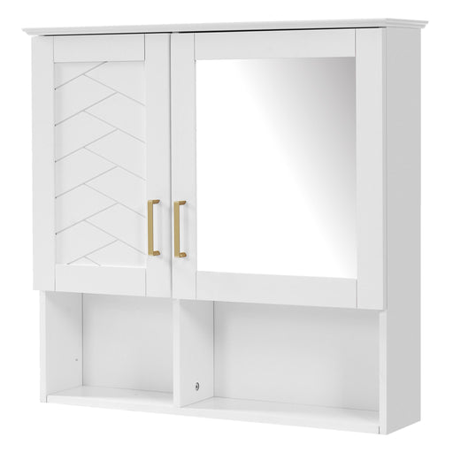 2 In 1 Wall-Mounted Mirror Cabinet With Adjustable Shelves, Soft-Close Doors, High-Definition Mirror & Storage Hearth and Haven