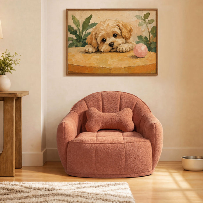 Louie - Dog Sofa Bed With Bone Pillow - Orange Jennifer Taylor Home