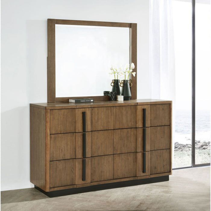Moraga - 6 Drawer Dresser With Mirror - Ash Brown Furniture Max