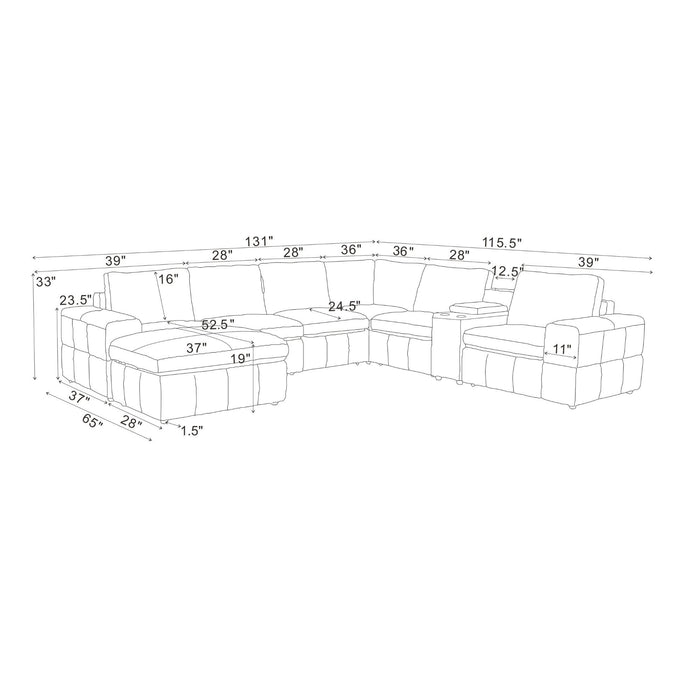 Modular Sectional With Large Square Arms, Custom Configuration Home Essentials