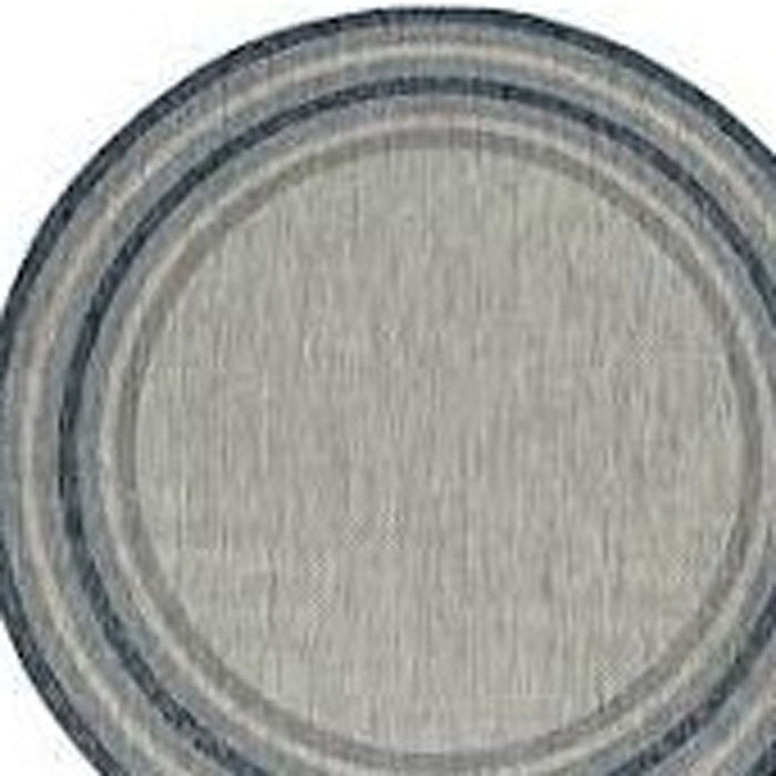 8' Machine Woven UV Treated Bordered Indoor / Outdoor Round Area Rug - Gray Denim