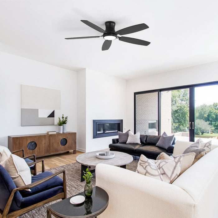 52" Flush Mount Ceiling Fan With Light, DC Motor, Remote Control, Dual Color Daily Nest
