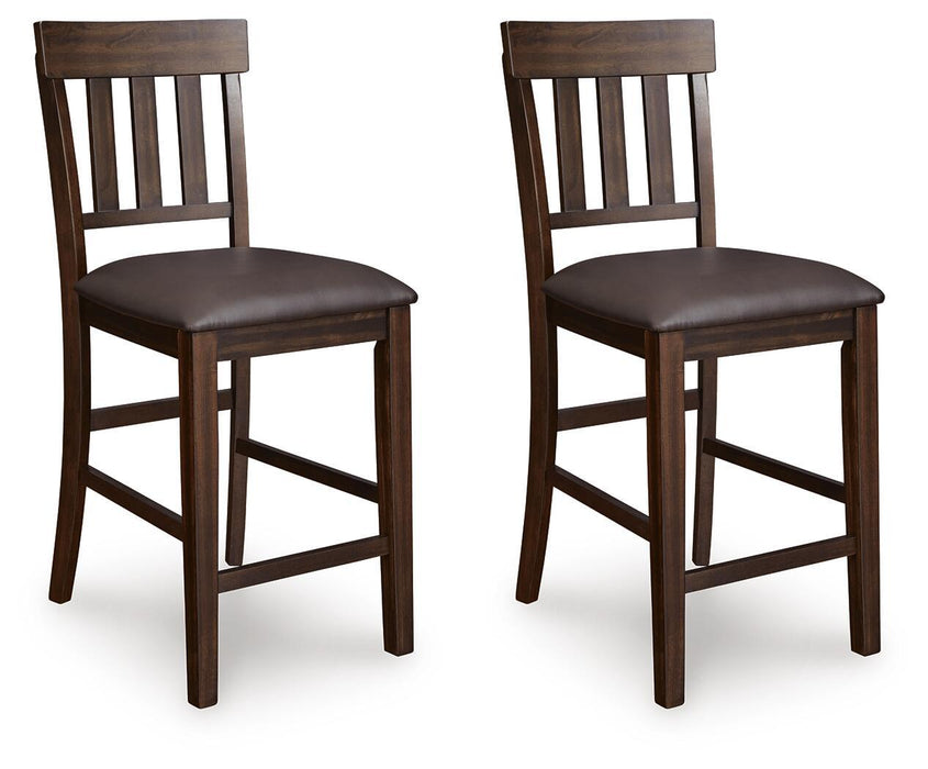 Haddigan - Upholstered Barstool (Set of 2) - Dark Brown Signature Design by Ashley®