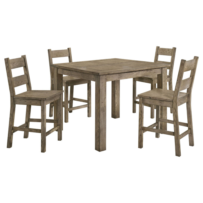 Cressley - 5 Piece Counter Height Dining Set With Ladder Back Chairs - Light Oak Furniture Max