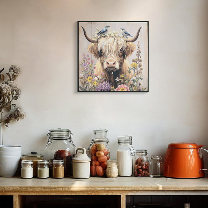 Highland Cow Wall Decor, Picture Canvas Art Print For Living Room - Camel / Brown Daily Nest