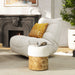 Nebula - Round Upholstered Ottoman - White Jennifer Taylor Home