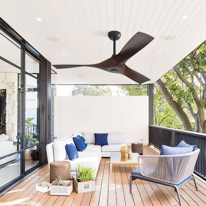 52" Blade Ceiling Fan Without Light, 6 Speed Reversible DC Motor For Living Room, Outdoor Use - Black Daily Nest