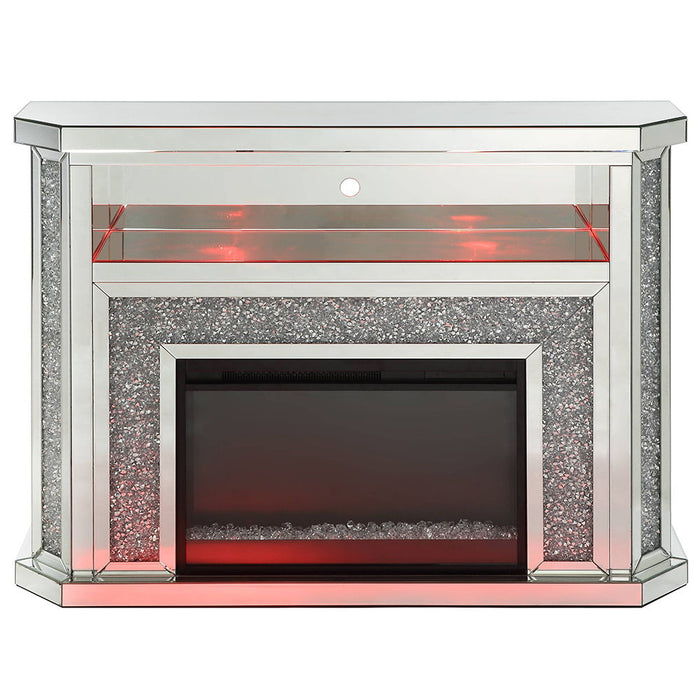 Noralie - 51" Fireplace With LED - Mirrored & Faux Diamonds ACME
