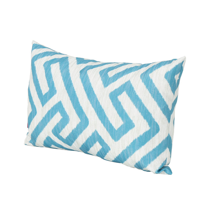 Realm Rectangular Pillow - Teal Blue / White - Fabric