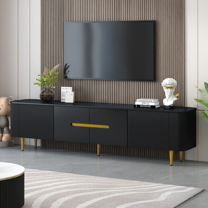 TV Stand For TVs, Media Console With 4 Spacious Cabinets For Living Room Hearth and Haven