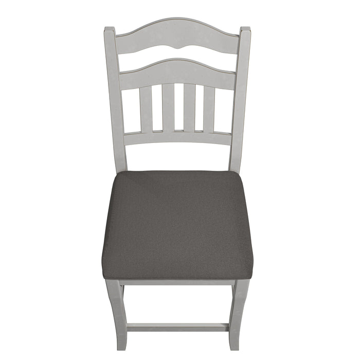 Counter Height Dining Chairs With Upholstered Cushion And Ladder Back Design (Set of 2) - Antique White Home Essentials