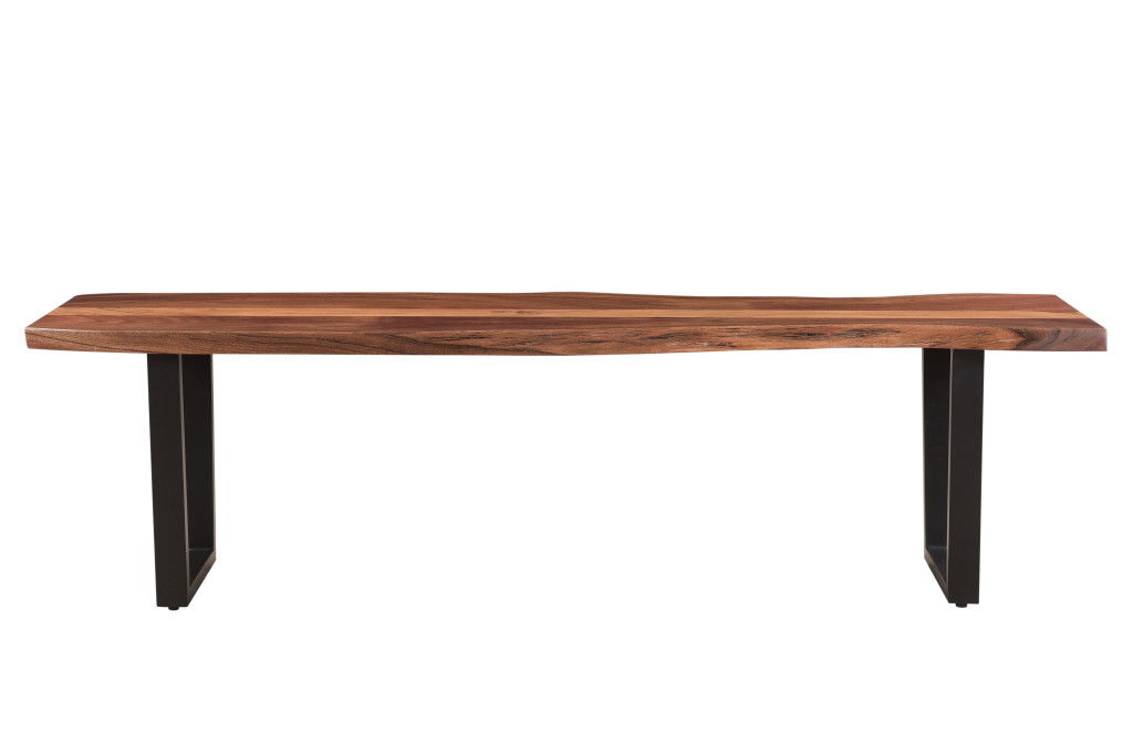 Solid Wooden Dining Bench - Brown / Black