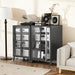 Media Storage Cabinet With Wheels, 4 Adjustable Glass Shelves & Door, Heavy-Duty - Black Home Essentials