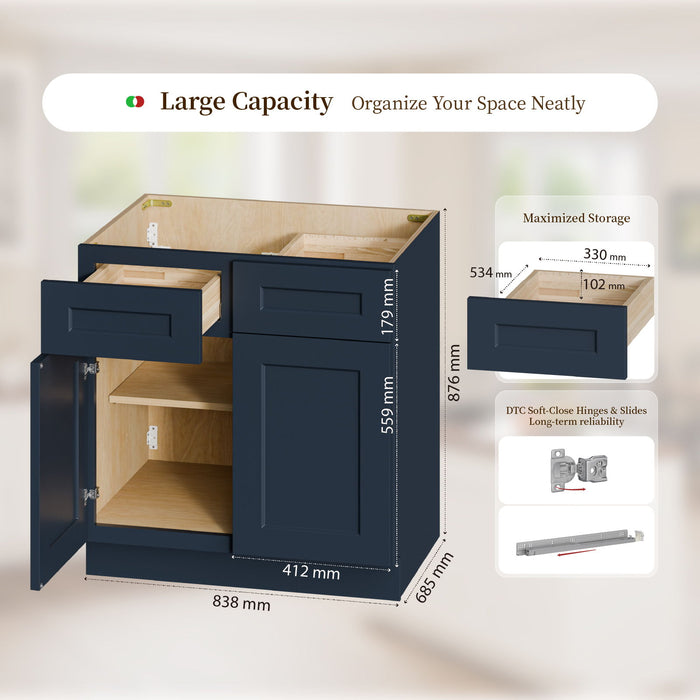 Shaker Base Cabinet With Soft-Close Hinges, Adjustable Shelf Home Essentials