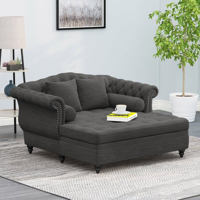 Loveseat Chaise Lounge - Charcoal - Fabric