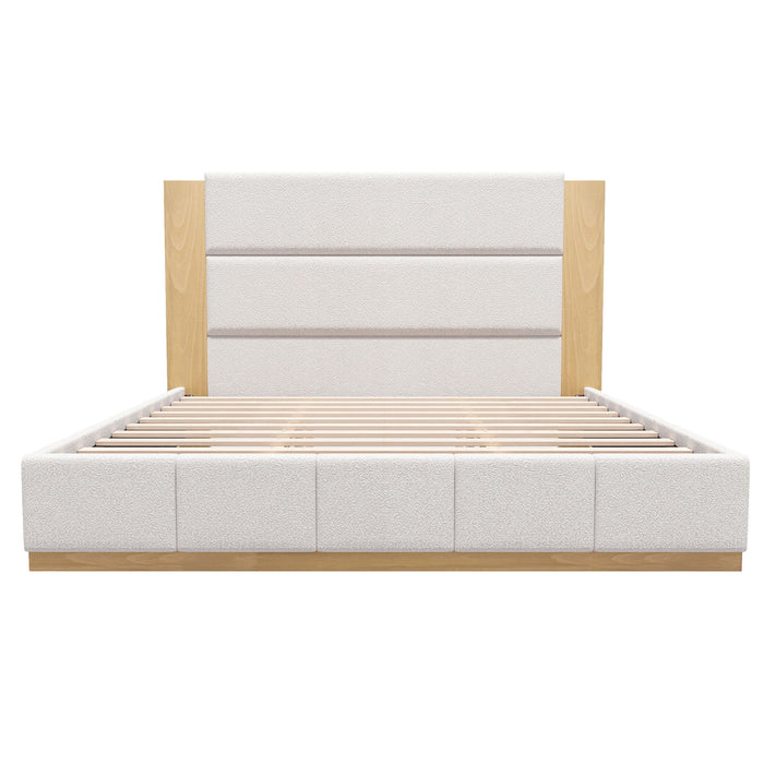 Modern Upholstered Platform Bed With Extended Headboard Hearth and Haven