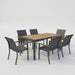 7 Piece Gray Aluminum Patio Dining Set With Textilene Chairs For Outdoor Living Frame With Accents, 59" Rectangle Table, All Weather Durable Home Essentials