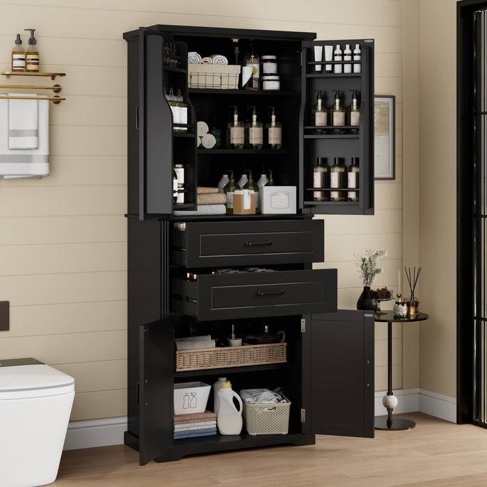 Storage Cabinet With Adjustable Shelves, 2 Drawers, Doors Noble House