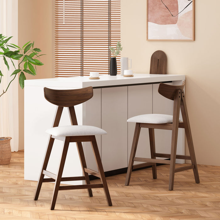 Mid Century Modern Counter Stool With V Shape Frame And Upholstered Seating Noble House