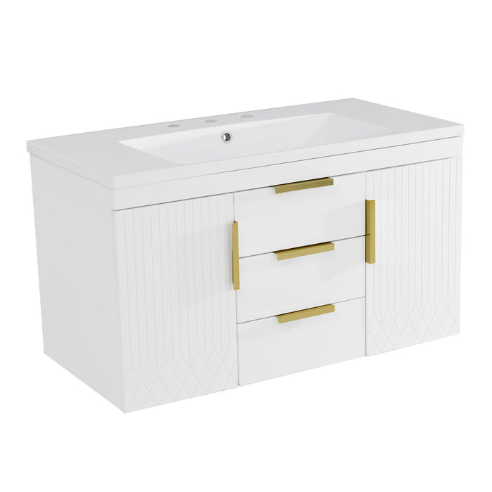 Wall Mounted Bathroom Vanity With Sink, Floating Storage Cabinet With 2 Drawers