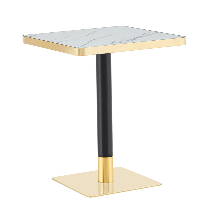 Square Dining Table & Pedestal For Kitchen - Black / Gold / White Home Essentials