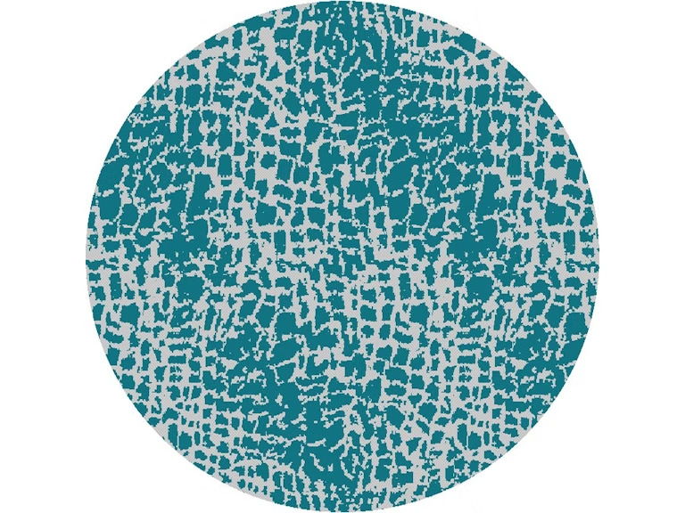 8' Machine Woven UV Treated Animal Print Indoor / Outdoor Round Area Rug - Teal