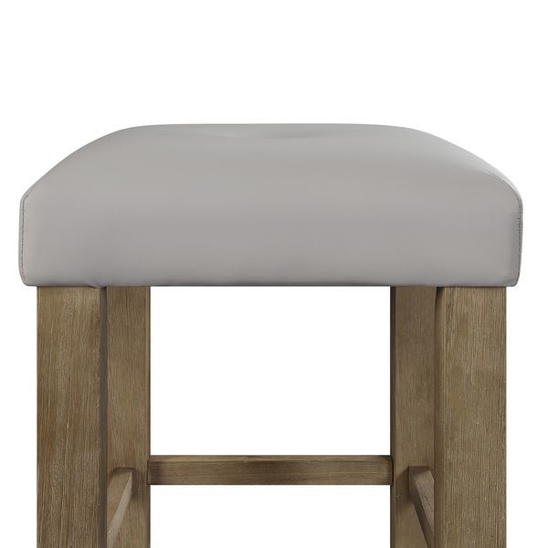Charnell - Counter Height Stool (Set of 2) - Gray Synthetic Leather & Oak ACME