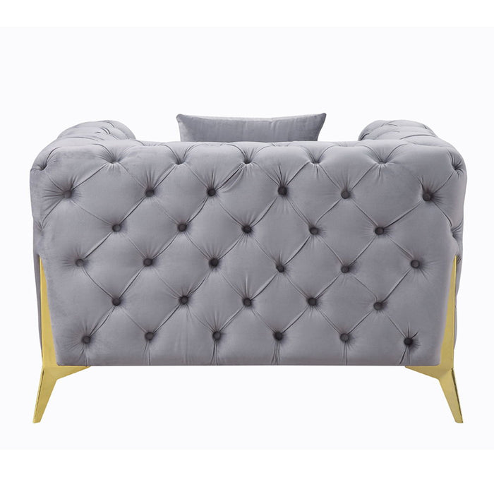 Jelanea - Chair With Pillow - Gray Velvet & Gold
