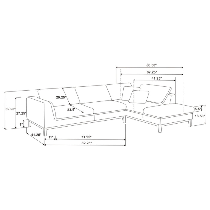 Harlan - L-Shape Upholstered Sectional With Pillows - Gray Furniture Max