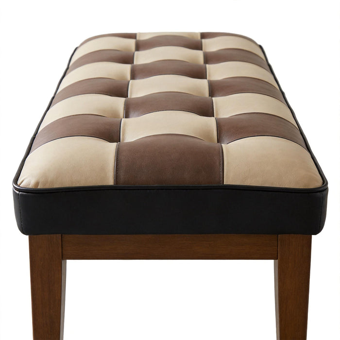 Checkered Bench For Entryway - Black / Brown / Cream Home Essentials