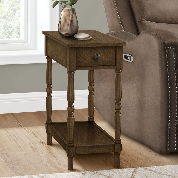 Accent End Table, 2 Tier, Storage Drawer, Traditional Stylish Design 8th Street
