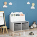 Bookshelf With Storage Bins, Bookcase With Book Display Shelf And 2 Bins, Cute Bear Shaped Backboard, Toy Organizer - White Home Essentials
