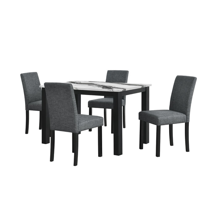 Sarang - Panda Dining Table With 4 Padded Dining Chairs - Black Global Furniture USA