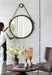 Handsome Cleveland Mirror With Rope Strap Contemporary Design Circle Mirror With Round Metal Frame For Wall Decor Daily Nest