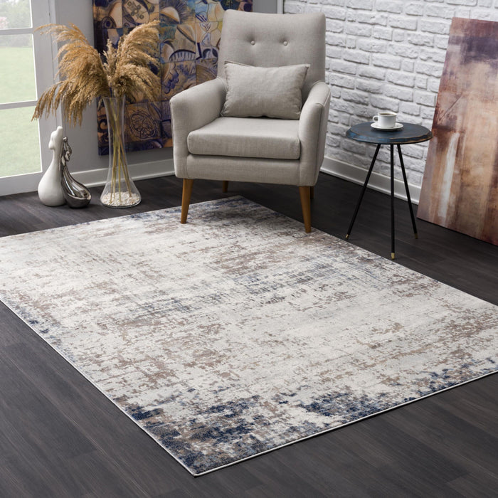 4' x 6' Distressed Striations Area Rug - Navy Blue