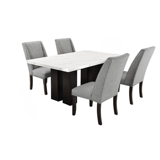 Faust - 5 Piece Dining Room Set (Adjustable Table & 4 Dining Chair) - Gray / White New Classic
