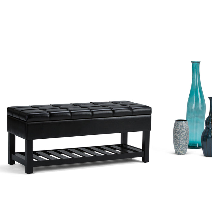 Saxon - Upholstered Transitional Storage Ottoman Bench Simpli-Home
