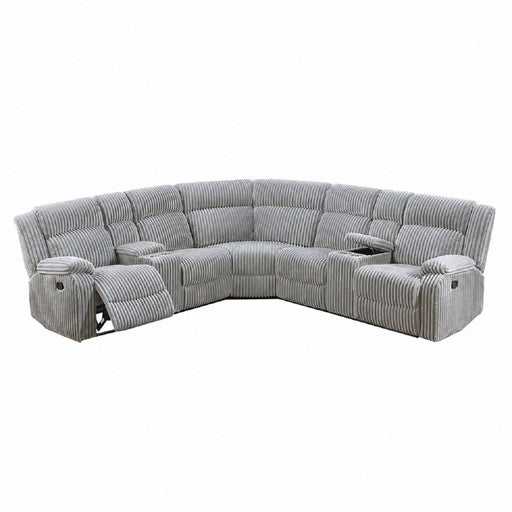 Sectional Sofa Set With Console Cup Holders, 3 Piece Reclining Living Room Couch - Gray Ash Home Essentials
