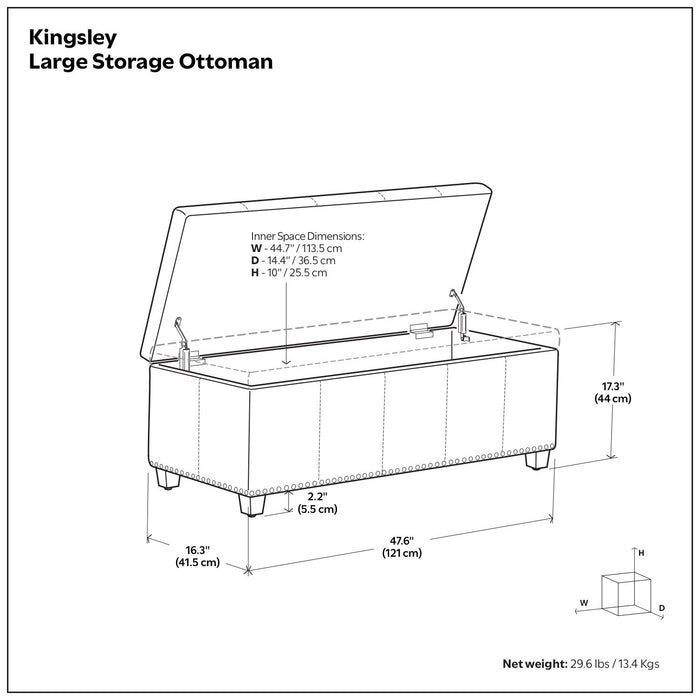 Kingsley - Upholstered Large Storage Ottoman Simpli-Home