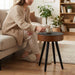 Round Coffee Table With Carved Top For Living Room Home Essentials