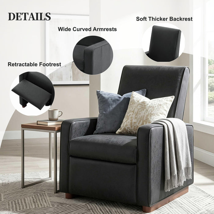 Manual Recliner Chair, 2 Position With 160° Adjustable Backrest For Living Room Noble House