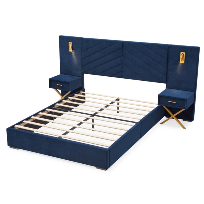 Comfortable Upholstered Bed With Vertical Channel Tufted Wingback Headboard Home Essentials