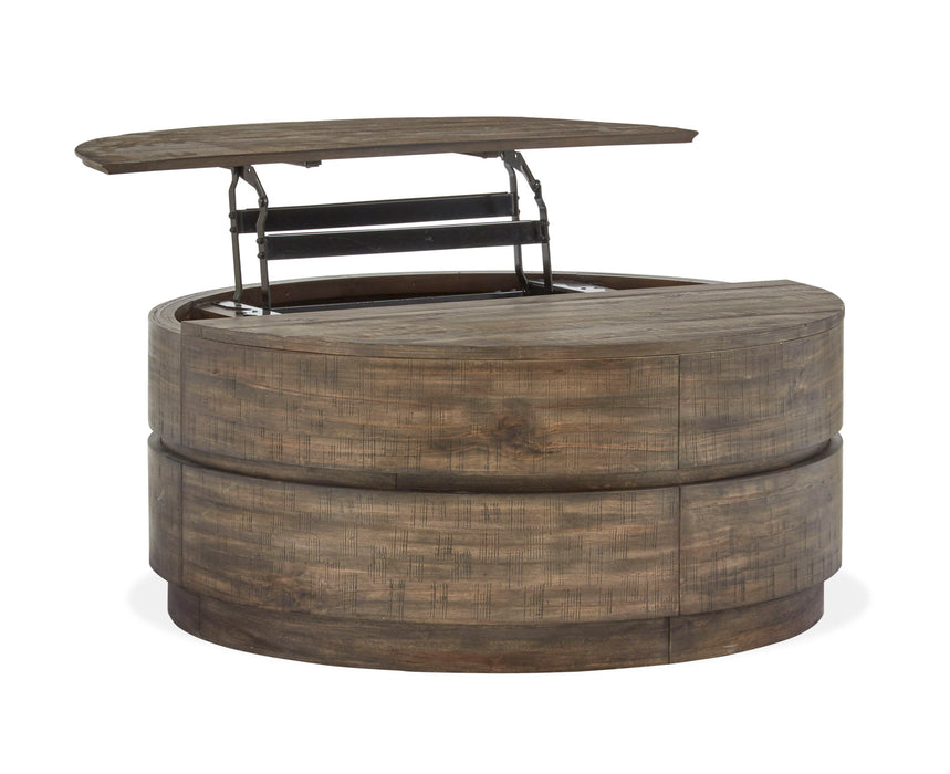 Baisden - Round Lift Top Cocktail Table With Casters - Tobacco Magnussen Furniture