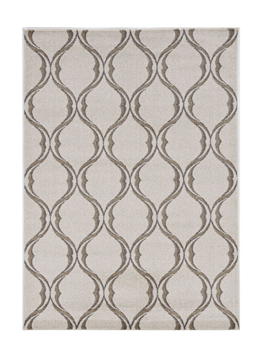 7' X 11' Machine Woven UV Treated Ogee Indoor / Outdoor Area Rug - S / Ivory