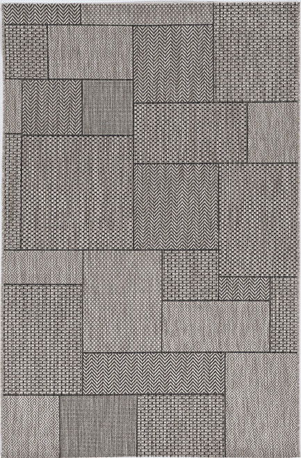 8' X 11' Machine Woven UV Treated Geometric Indoor / Outdoor Area Rug - Gray