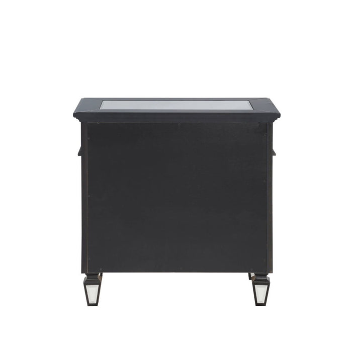 Varian II - Nightstand - Mirrored, Black & Sliver ACME