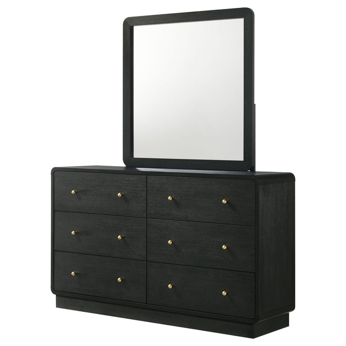 Burton - 6 Drawer Dresser With Mirror - Black Furniture Max