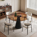 Round Dining Table With Tempered Glass Top - Black / Brown Home Essentials