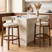 Bar Stool With Curved Backrest, Rounded Edges, And Footrest (Set of 2) - Beige / Walnut Hearth and Haven