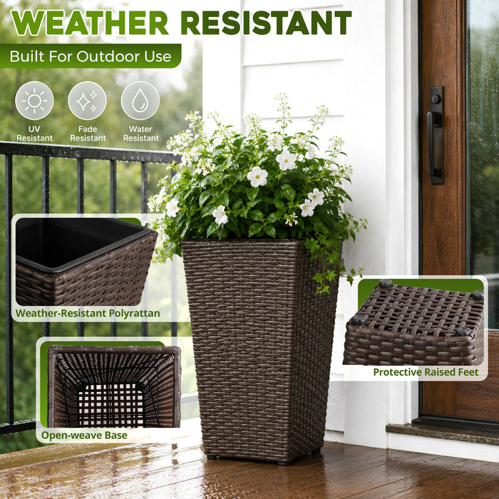 Solhome - Indoor / Outdoor Decorative Planter With Removable Insert (Set of 2) - Brown Ebony Daily Nest